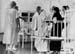 Gandhi visits a missionary hospital in Madras